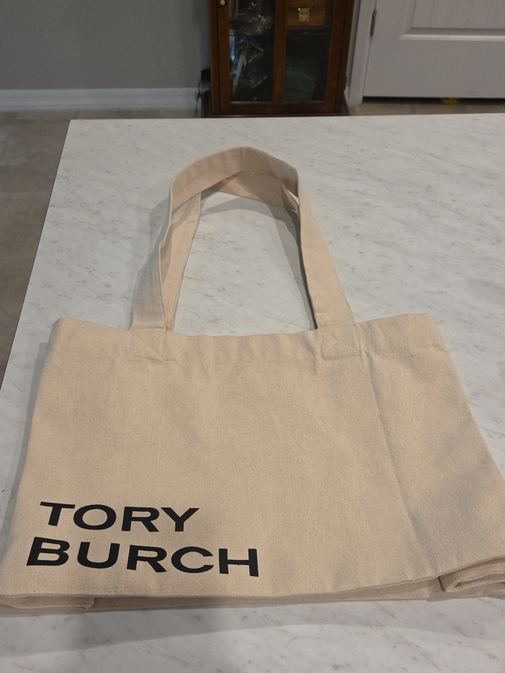 Tory Burch Beige Canvas Logo Tote Size Large
